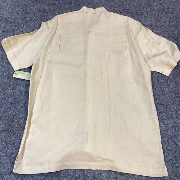 Cubavera Mens Shirt L Beige Linen Blend Embroidered MCM Hurricane Glass NEW - Picture 7 of 7